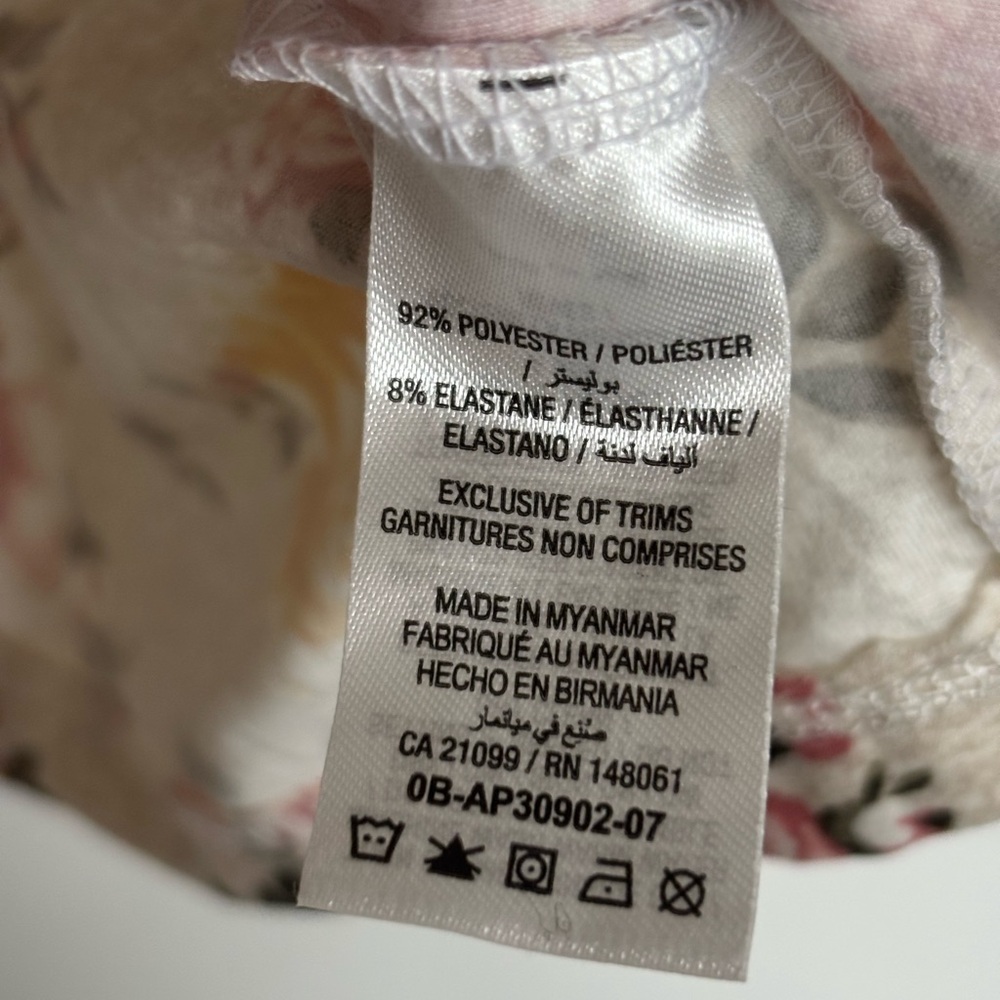 Ardene 17” PTP Basic Floral Racerback Tank Top, Cream Pink/Yellow, Size Large. - Picture 6 of 8